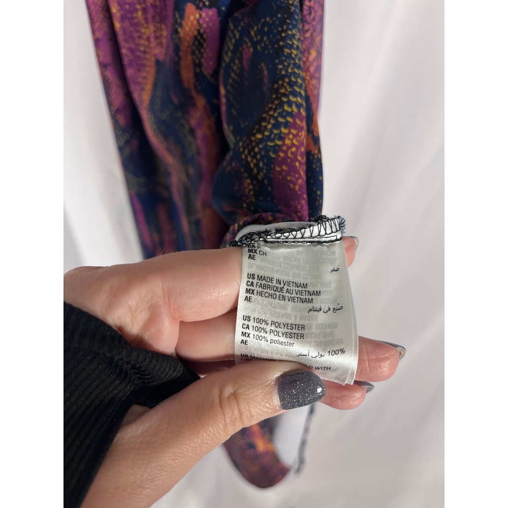 Bar III Maxi Wrap Dress S Abstract Print Vintage Inspired 70s Boho Long Sleeve - Picture 4 of 6